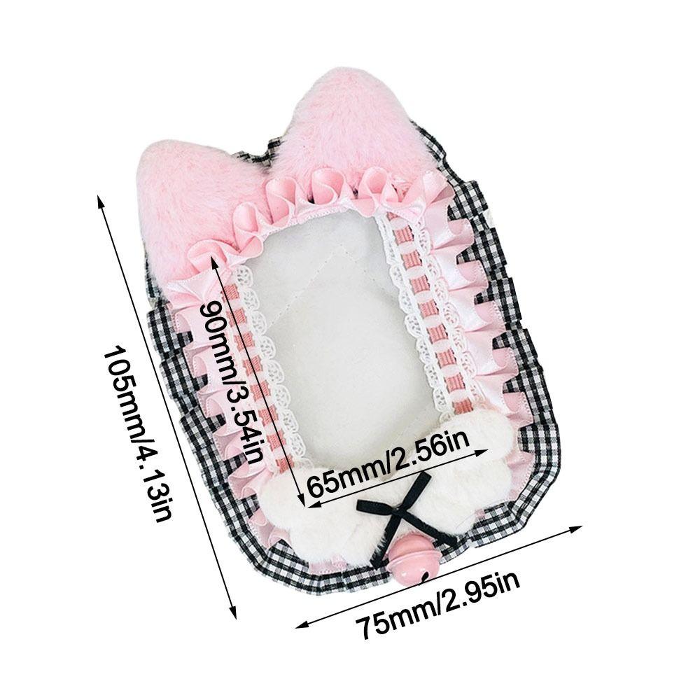 New Pink Bow Card Holder Lace Photo Protector Case with Ribbon Anime Photocard Holder