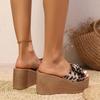 Women's Wedge Slippers Leopard Print Bow Tie Waterproof Platform  Slippers Outdoor Leisure Large Size Summer Zapatillas De Mujer