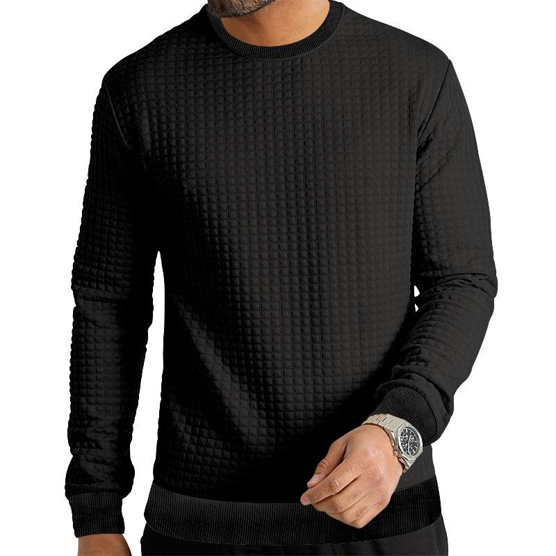 Autumn and Winter Men's Long-sleeved T-shirt Solid Colour Round Neck Knit Shirt Slim Small Square Men's Internal Bottoming Shirt