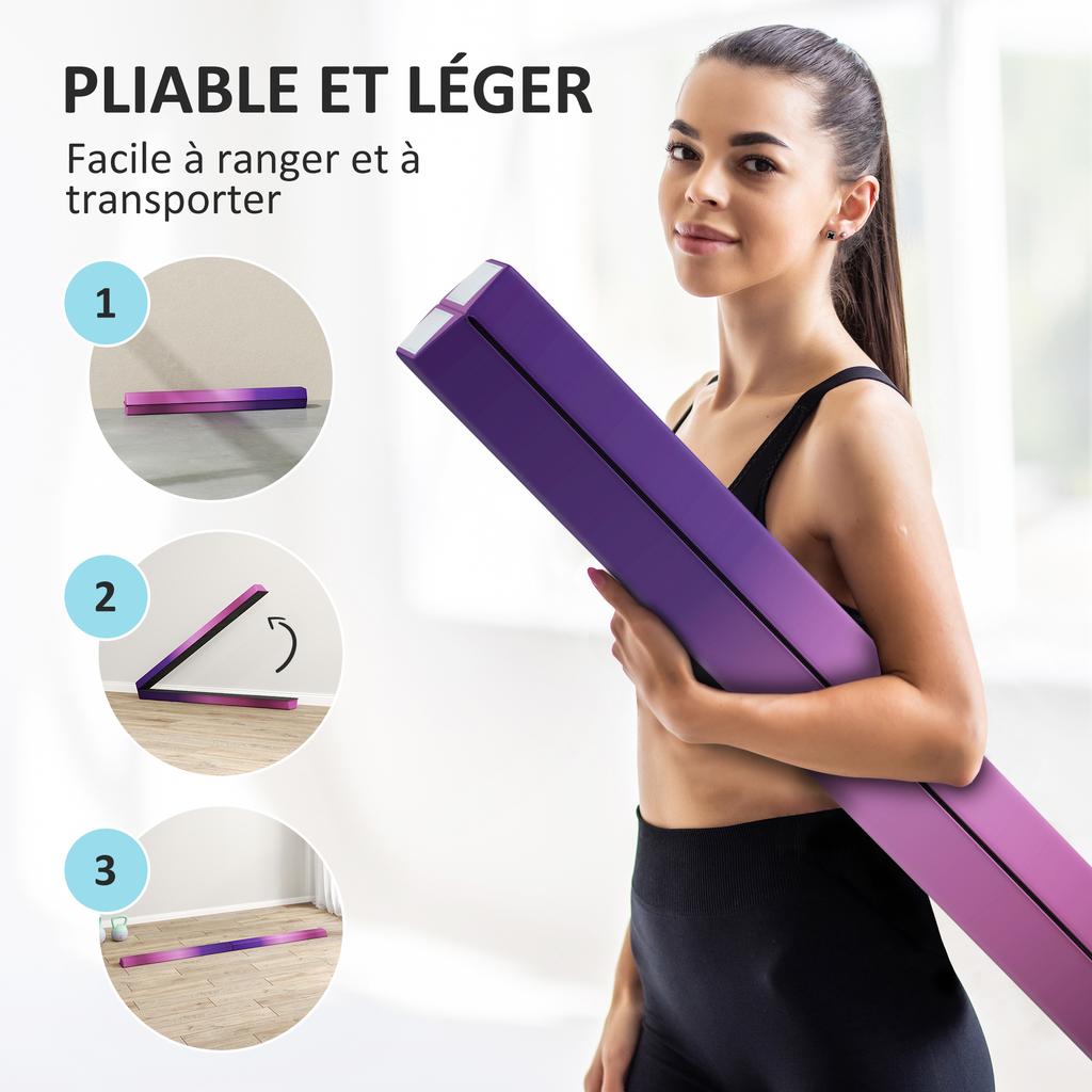 Folding Gymnastics Beam, 236 cm, Oxford Fabric, Purple Pink
