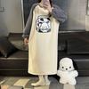 Women's Flannel Cartoon Nightgown - Cozy, Loose, Long Sleeve, Mid-Length for Autumn/Winter.