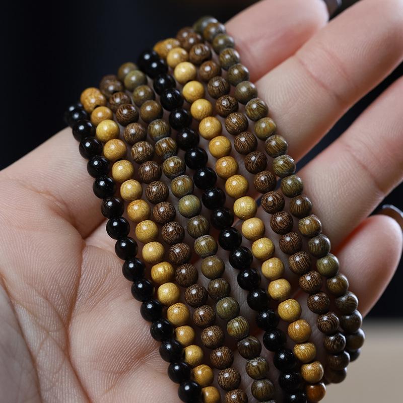 Green Sandalwood 4mm Multi-Turn Buddhist Beads Bracelet for Men & Women, Purple Light Rosary Jewelry