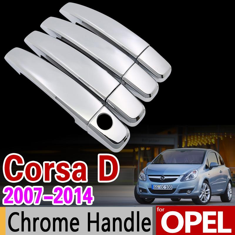 for Opel Corsa D 2007-2014 Chrome Handle Cover Trim Set Vauxhall 2008 2009 2010 2012 2013 Car Accessories Stickers Car Styling
