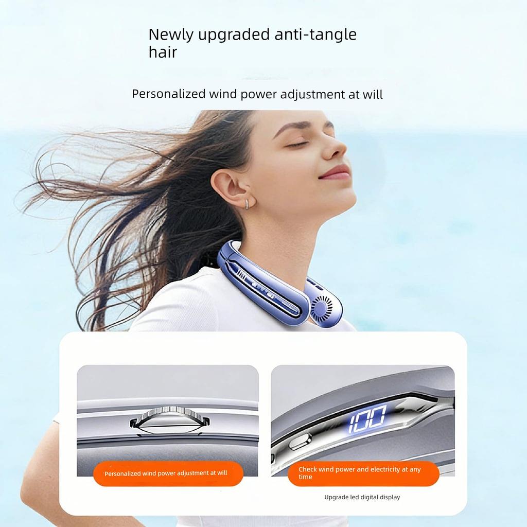 2026 New Model Neck-Hanging Fan, Cooling, Small and Portable, Ultra-Long Battery Life, Silent Electric Fan, Outdoor Wearable Ice Fan