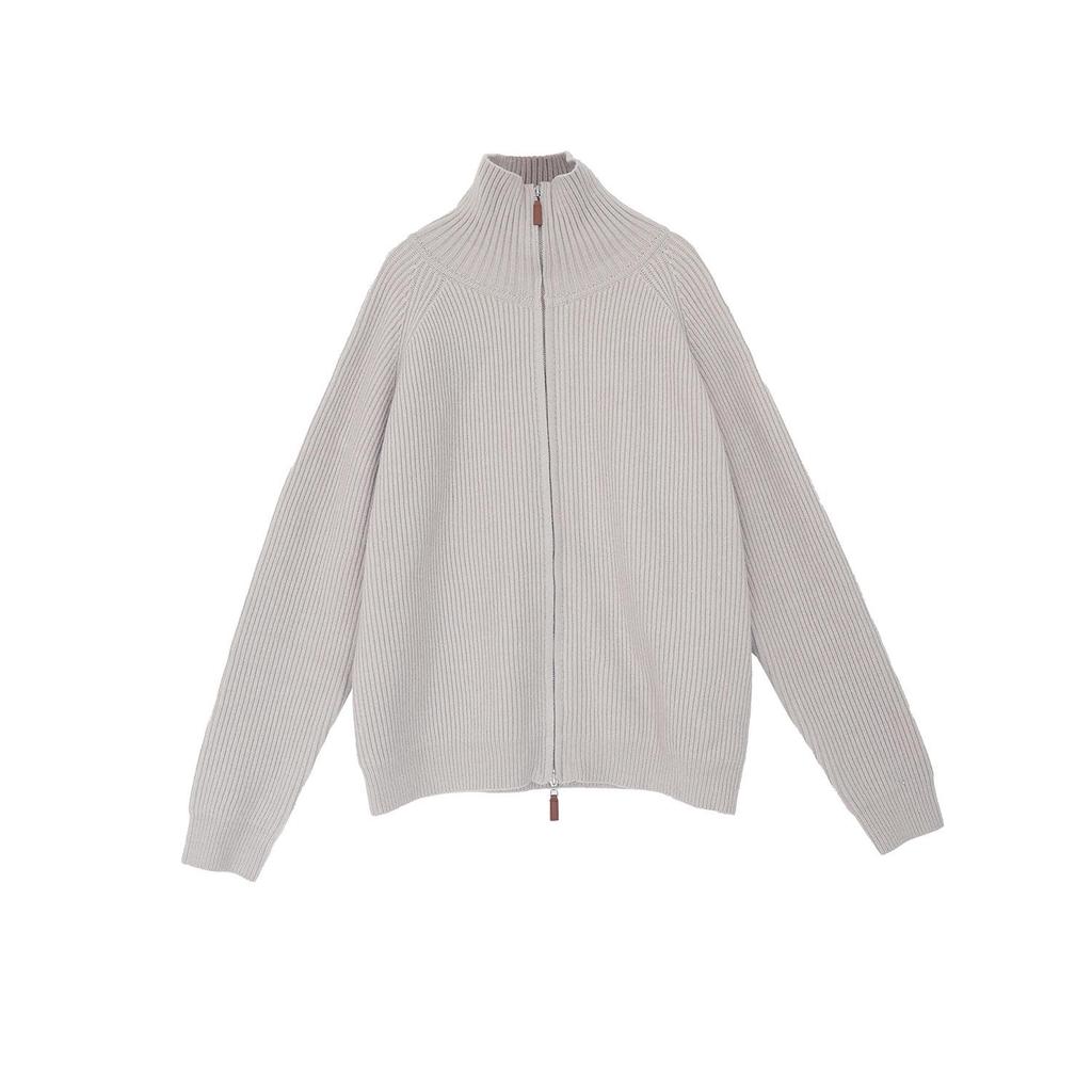 Women's Plus Size Elegant Double Zipper Stand Collar Sweater - Casual Winter Fashion Korean Style Outerwear