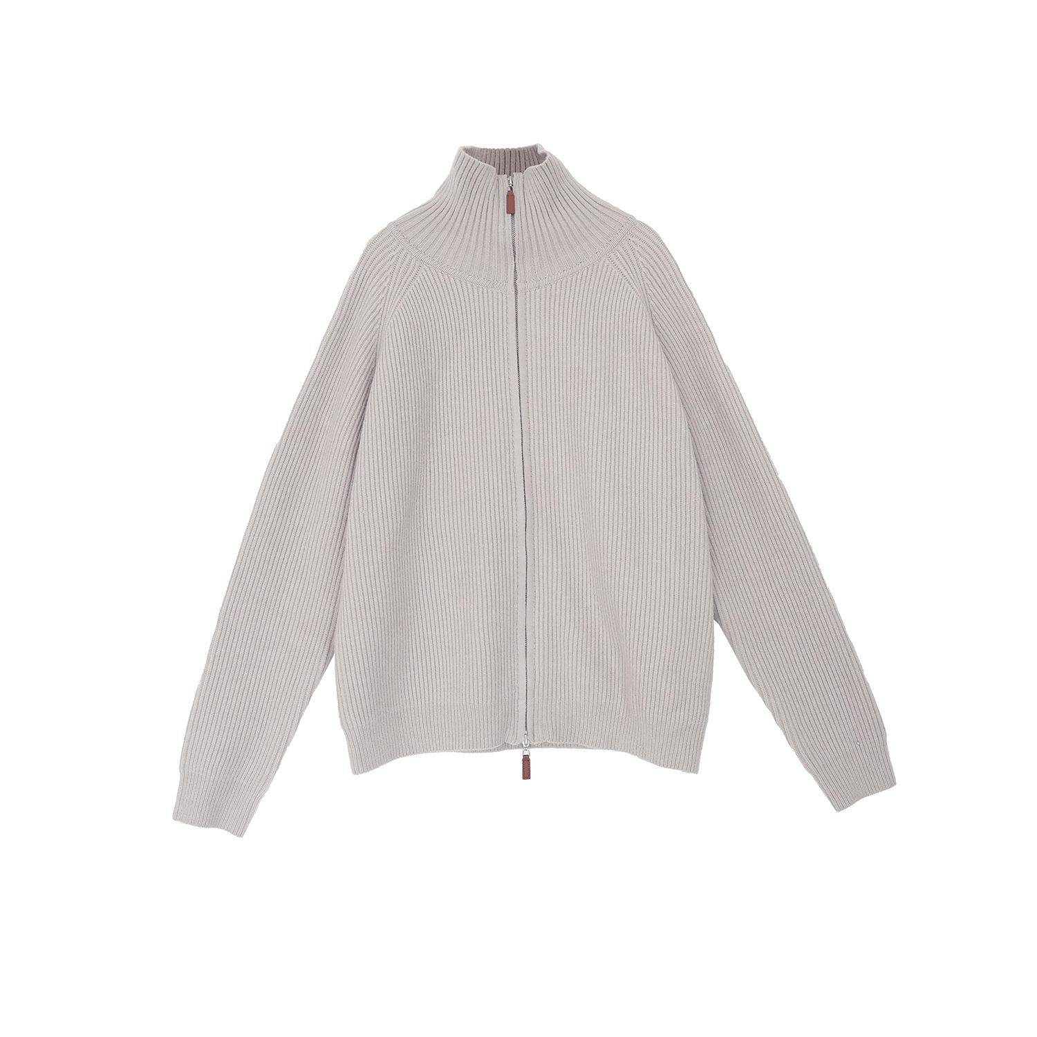 

Women s Plus Size Elegant Double Zipper Stand Collar Sweater - Casual Winter Fashion Korean Style Outerwear 3XL (170-200 jin) серый