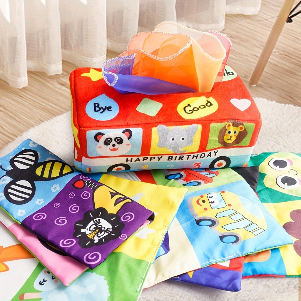 Montessori Toys Baby Tissue Box Soft Paper Toddler Finger Exercise EducationalLearning Activity Sensory Plush Toy for Kids Game