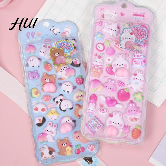 Stress Relief Stickers 3D Puffy Sticker Cartoon Rabbit Bear Panda DIY Phone Case Notebook Scrapbooking Decorative Sheet Preschool Teacher Boy