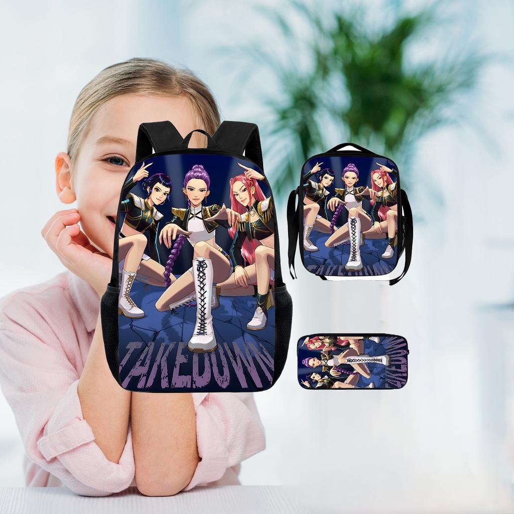 Girls Backpack Primary School Student Backpack Printed Children's Bag Shoulder Bag Pencil Case Three-piece Set