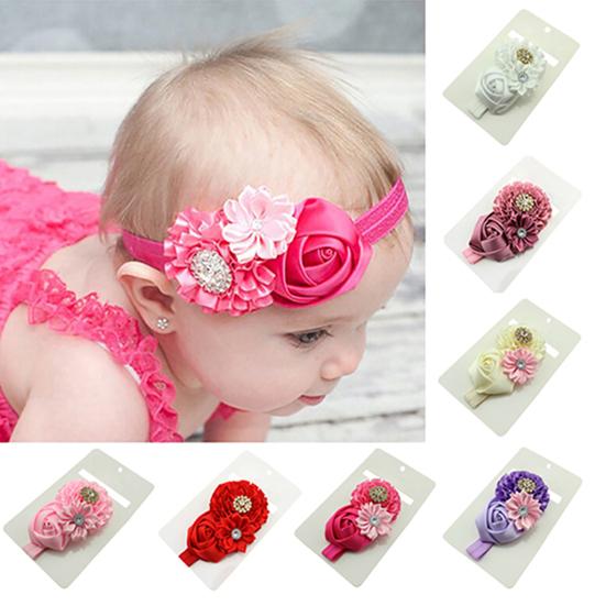 Småbarnsflicka Liten Prinsessa Blomma Hänge Strass Ros Hårband