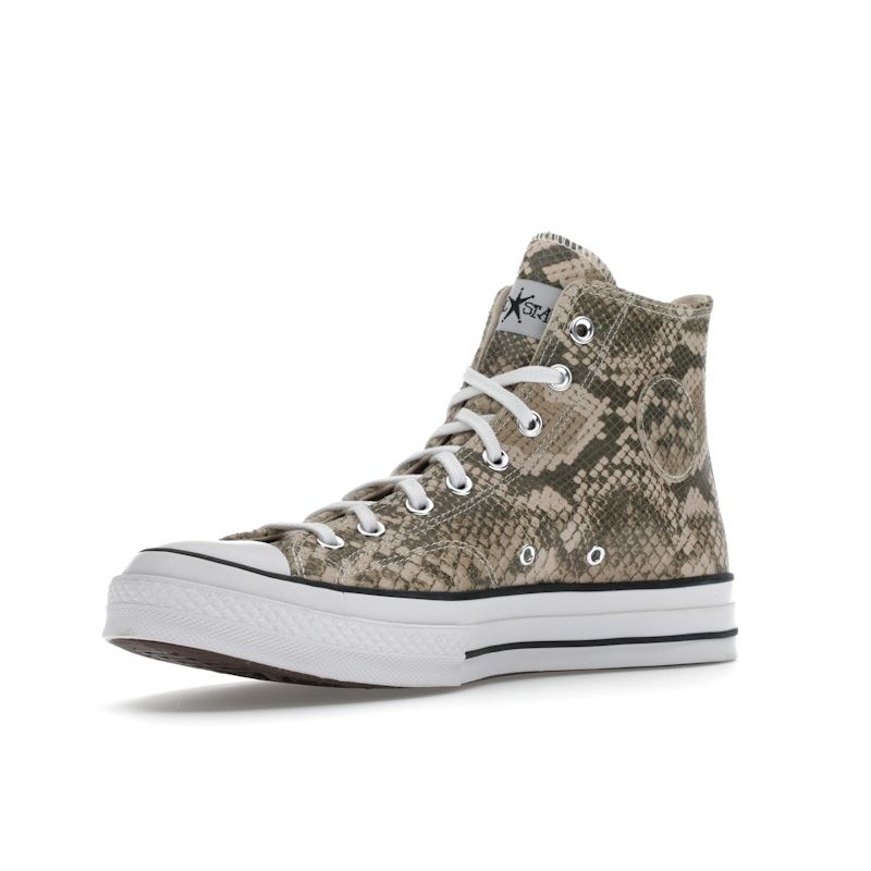 Stussy x Converse Chuck 70 High Snakeskin Unisex Sneakers Tan Multi-Color White A11674C
