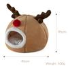 Pet Cat Bed House Cute Elk-shaped Kennel Nest Winter Warm Puppy Kitten Bed Cushion Comfortable Cat House Cave Christmas Pets Pad