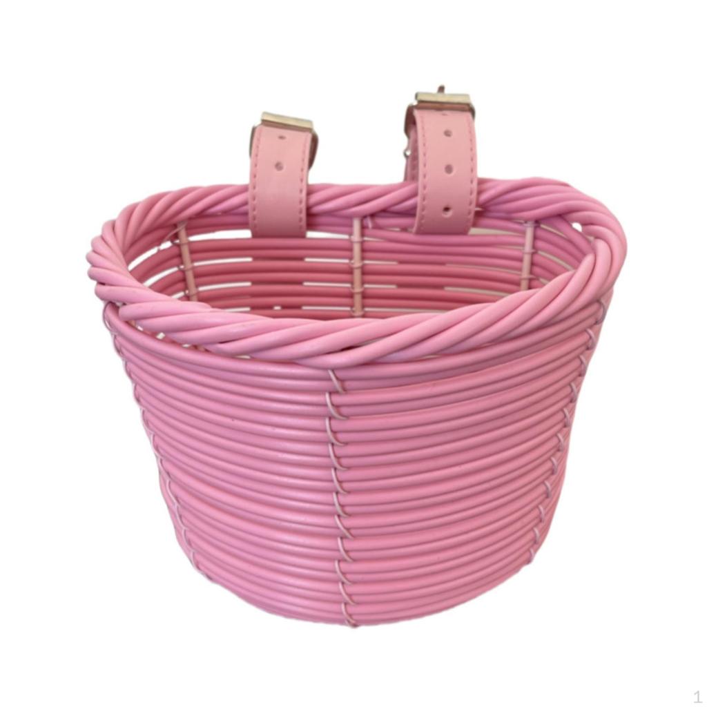 Woven Bike Basket with Straps Handwoven Front Lightweight for Kids, Young