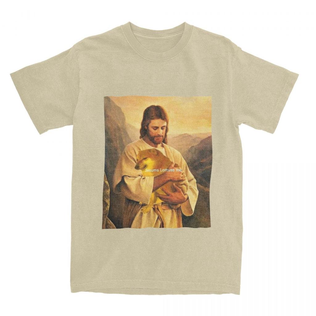 Cheems Jesus TShirts Men Women Doge Meme Awesome Pure Cotton Tee Shirt O Neck Short Sleeve T Shirts Birthday Present Clothing