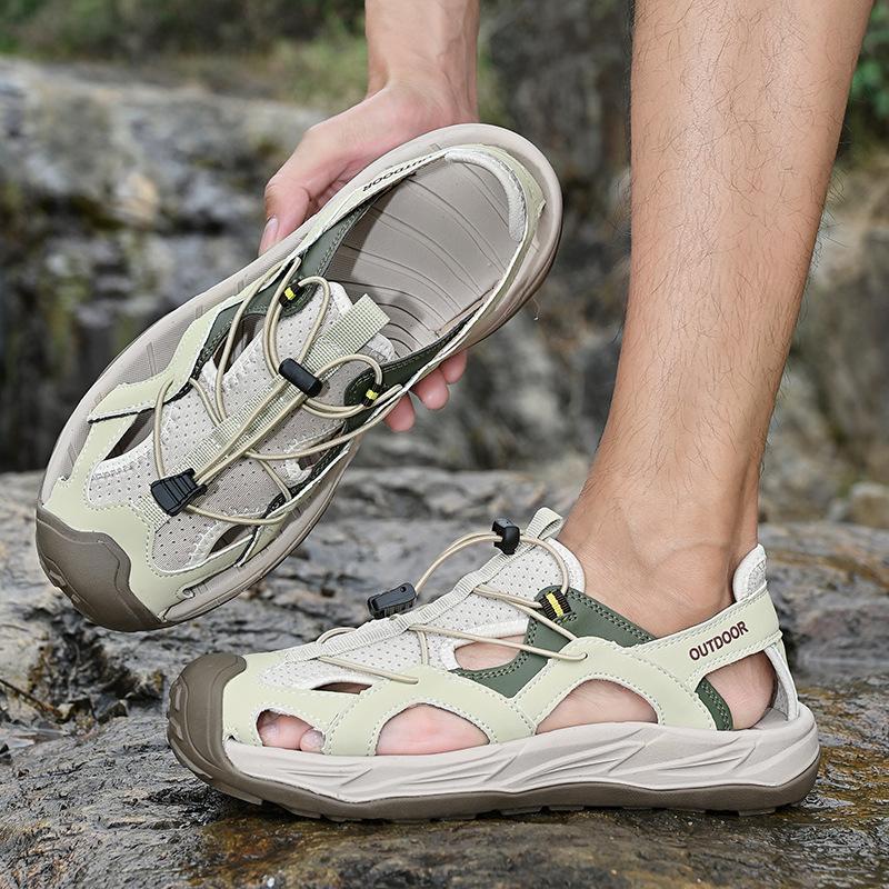 New Summer Men's Bag Head Sandals Breathable Live Broadcast Explosion Casual Large Size Beach Shoes Hollow Mesh Shoes