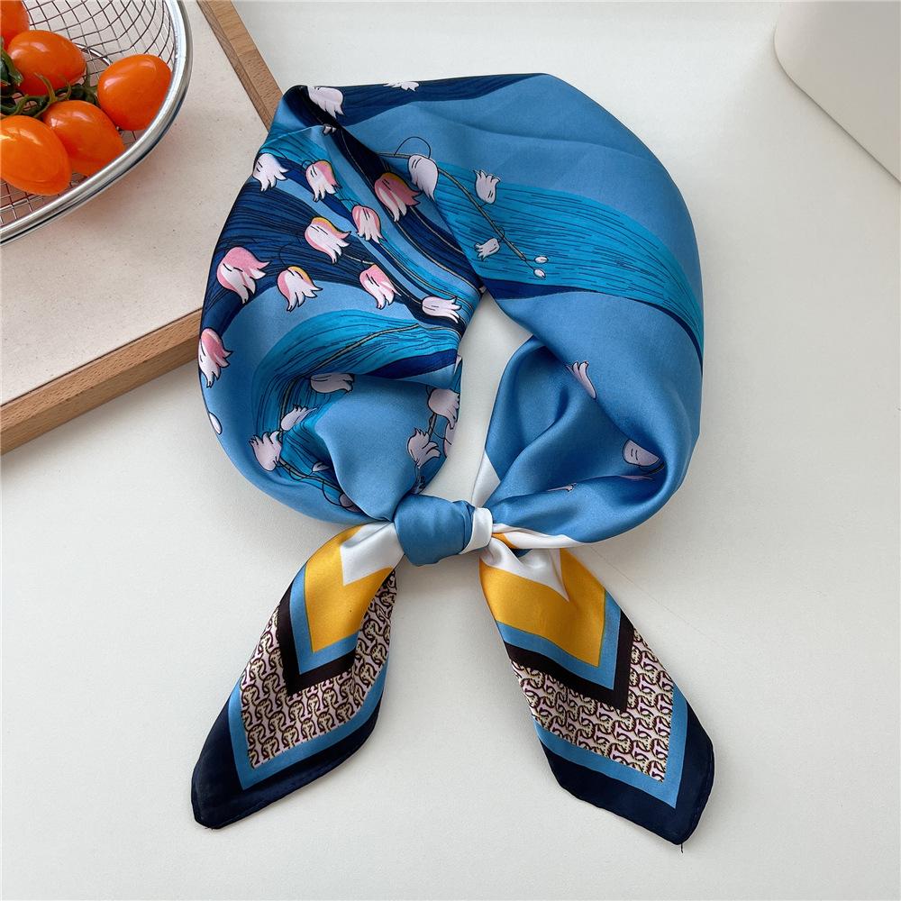 70*70cm New Luxury Square Scarf Silk Scarves Women Neck Hair Tie Band Hijab Kerchief Head Headband Smooth Bandana Female Foulard