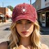 Embroidery Pattern Baseball Buckle Retro Baseball Cap Hat Adjustable Back Distressed Style Washed
