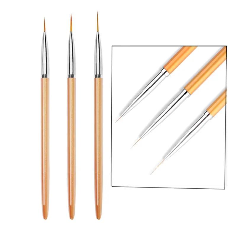 3Pcs Acrylic French Stripe Nail Art Liner Brush 3D Tips Line Stripes DIY Drawing Pen UV Gel Brushes Painting Pen Manicure Tools