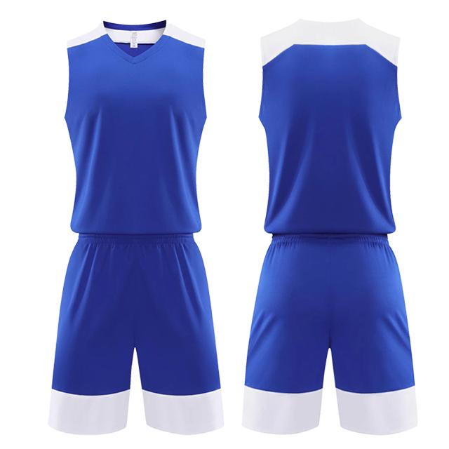 Kids Men Women Basketball Jersey Set Child Men Blank Basketball Uniforms V-Neck Training Vest Double Pocket Shorts Sports Suit