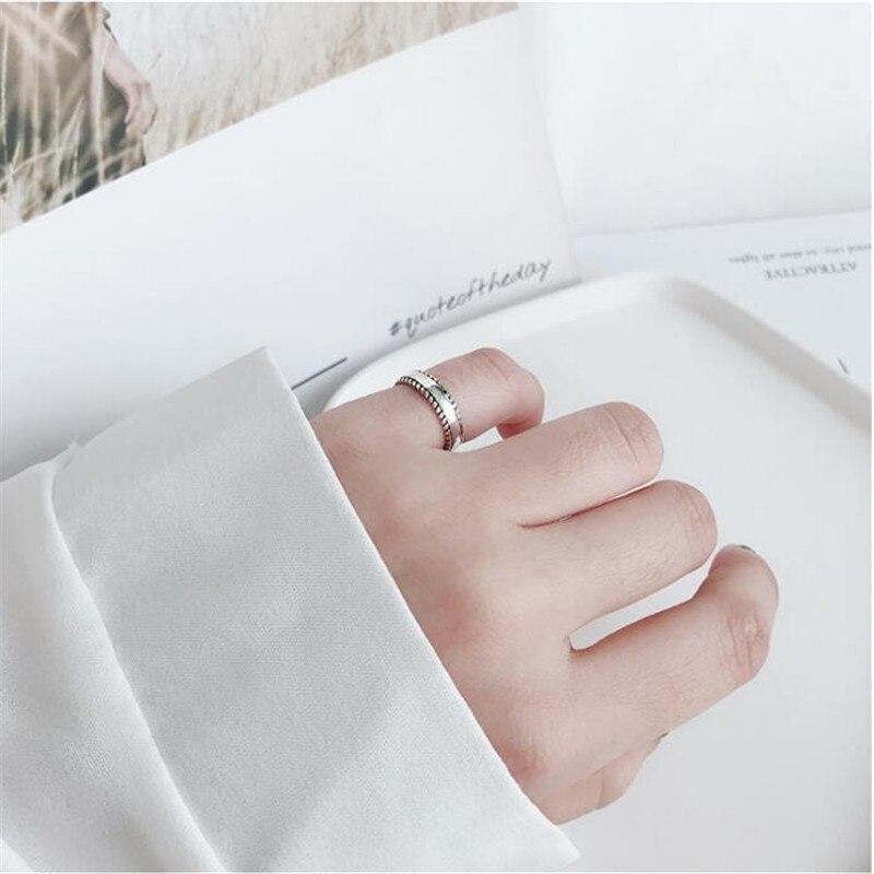 New Fashion Personality Middle Glossy Retro Female 925 Sterling Silver Jewelry Simple On Both Sides Twist Rings R146