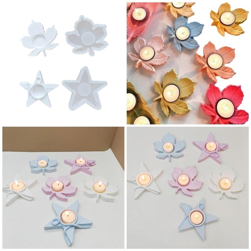 Maple Leaf Candle Holder Mold DIYs Candlestick Silicone Mould Aromatherapy Plaster Gypsum Cement Craft Home Decorations