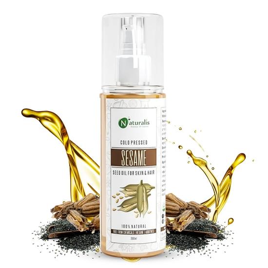 

Naturalis Essence Of Nature Cold Pressed Sesame Seed Carrier Oil For Hair, Body, Skin Care, Massage, 200 Ml 200ML