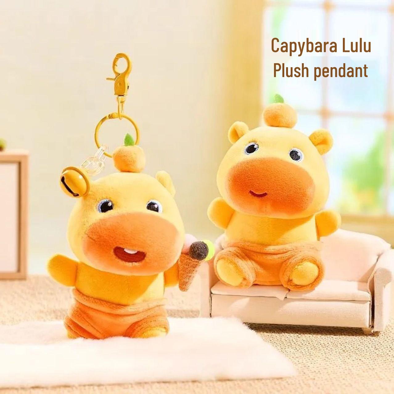 Capybara Lululu Plush Keychain: Cute Small Pendant Toy & Bag Charm for Kids & Girls Pouting Version