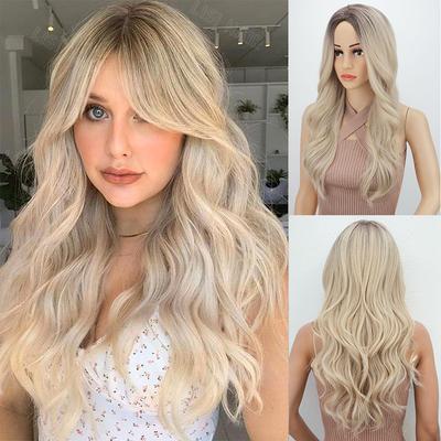 Synthetische lange Perücken, Ombre-Blond, hitzebeständige Faserperücke für den täglichen Gebrauch bei Partys
