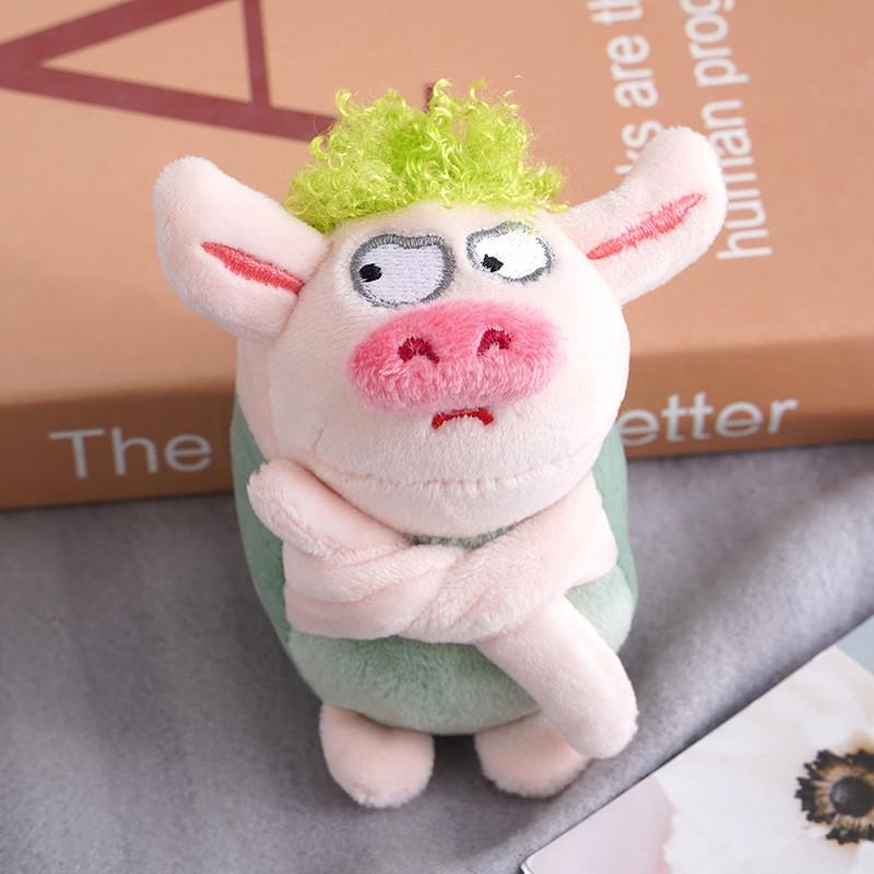 Entzückender grüner Plüschschwein-Schlüsselanhänger Niedliches Stofftier-Taschenanhängsel Geschenk für Sammler