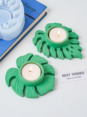 DIY Ausgehöhlter Blatt Kerzenhalter Silikonform 3D Blätter Kerzenbasis Gipsform Harz Kerzenständer Ornamentformen Heimdeko