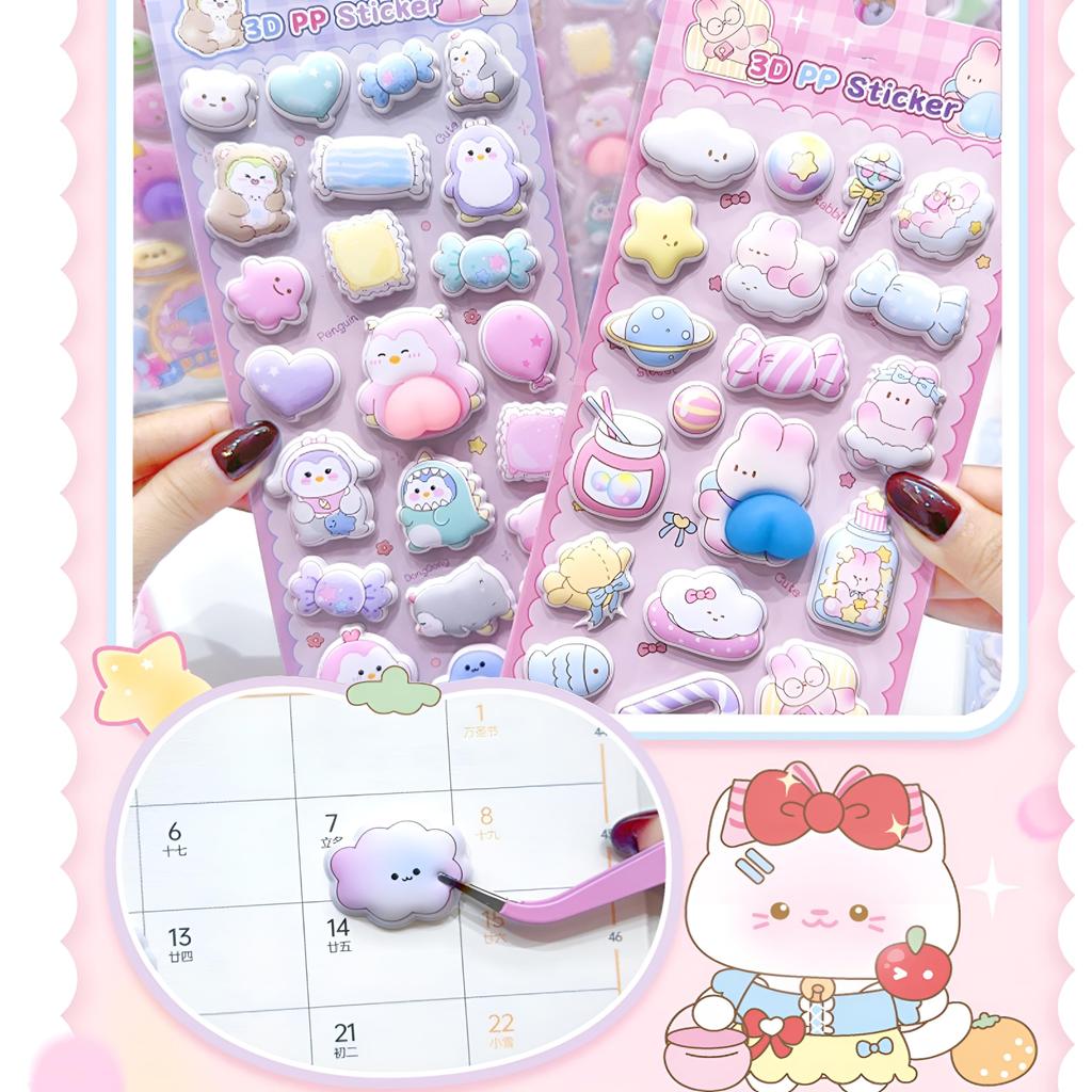 Set of 6 3D Squishy Butt Character Cute Reward Decorations for Smartphone DIY Soothing Merchandise of Stickers, Designs, Puku-Puku Style, Squishy,