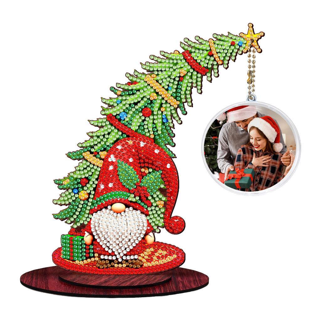 Photo Christmas Tree Table Top Diamond Painting Ornament Kits Wooden 5D DIY Diamond Art Tabletop Decorations Gift for Friends