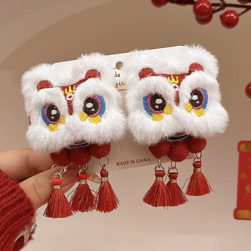 Girl's Hair Accessories Chinese Style Hair Cards Children's New Year Fans Ancient Style Hair Clips Hanfu Headwear New Year Gifts
