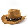 Bohemian turquoise western cowboy hat autumn and winter suede felt hat men's and women's European and American top hats outdoor riding hats