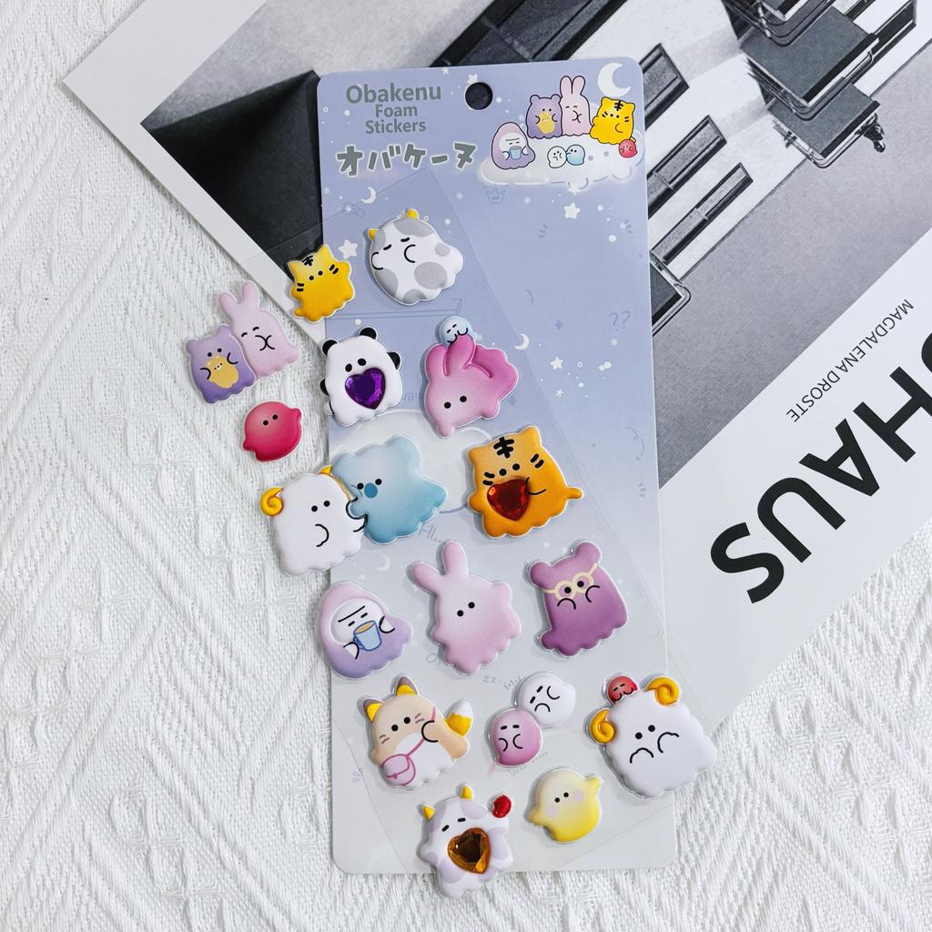 Cartoon Ghost Diamond 3D Puffy Sticker Scrapbooking Diy Journal Stationery Sticker Cute Decor School Supplies Gift