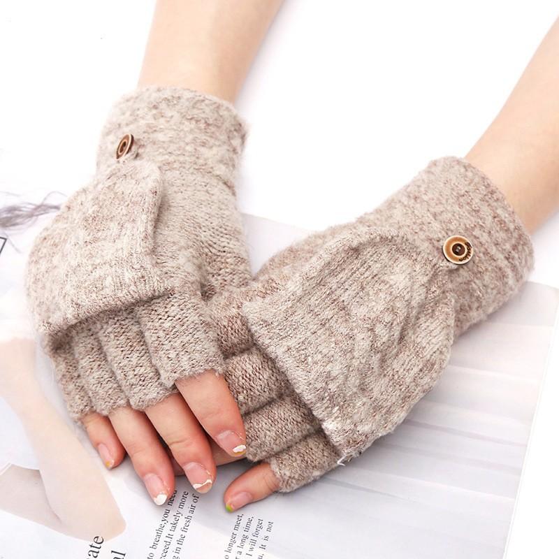 2025 Embroidered Gloves, New Style, Student Gloves, Cashmere Half Finger Gloves, Flip Gloves, Couple Knitted Gloves, Jacquard Warm Gloves
