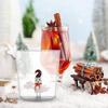 Decorative Christmas Glass Cup Christmas Party 3D Glass Mug Practical Festival Pattern Embellished Glass Mugs