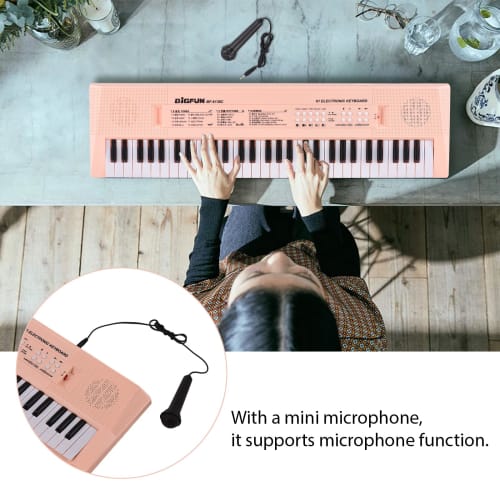 Btuty 61-Key Electronic Keyboard Piano Instrument with Microphone, Dual Power Modes, 6 Demonstration Songs, 5 Different Rhythms, Portable Piano Keyboa