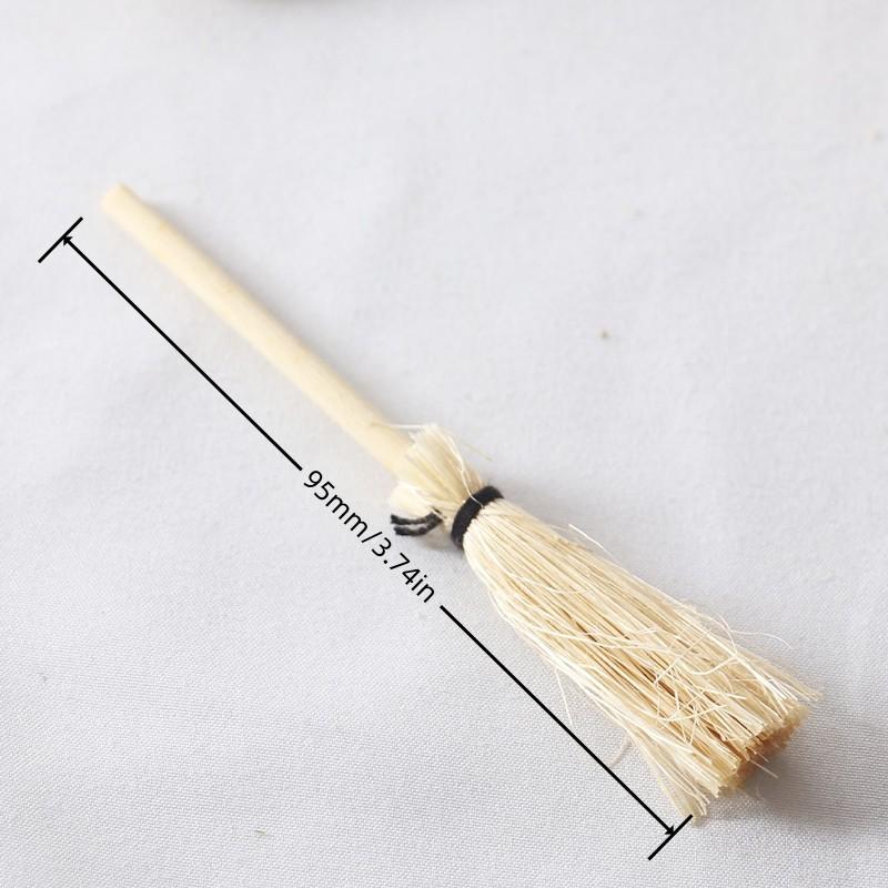 2Pcs 112 Scale Miniature Doll House Besom Wooden Witch Furniture Figurines Ornament Doll Kitchen House Accessories Toys