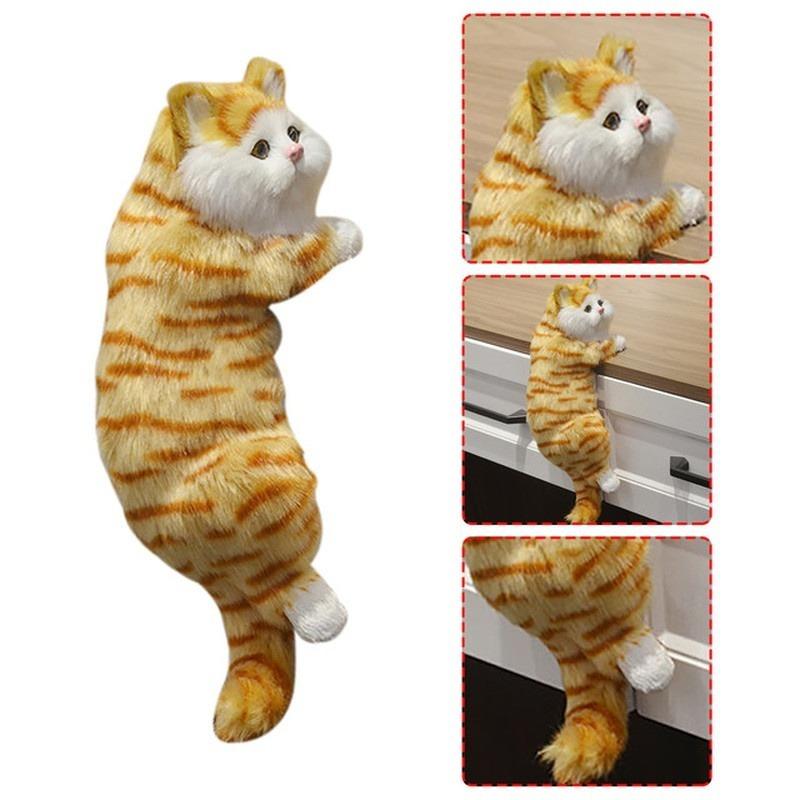 Cute Plush Simulation Cat Ornaments Figurine Home Desk Tv Hanging Toy Decor Car Decoration Stuffed Animals Sculptures