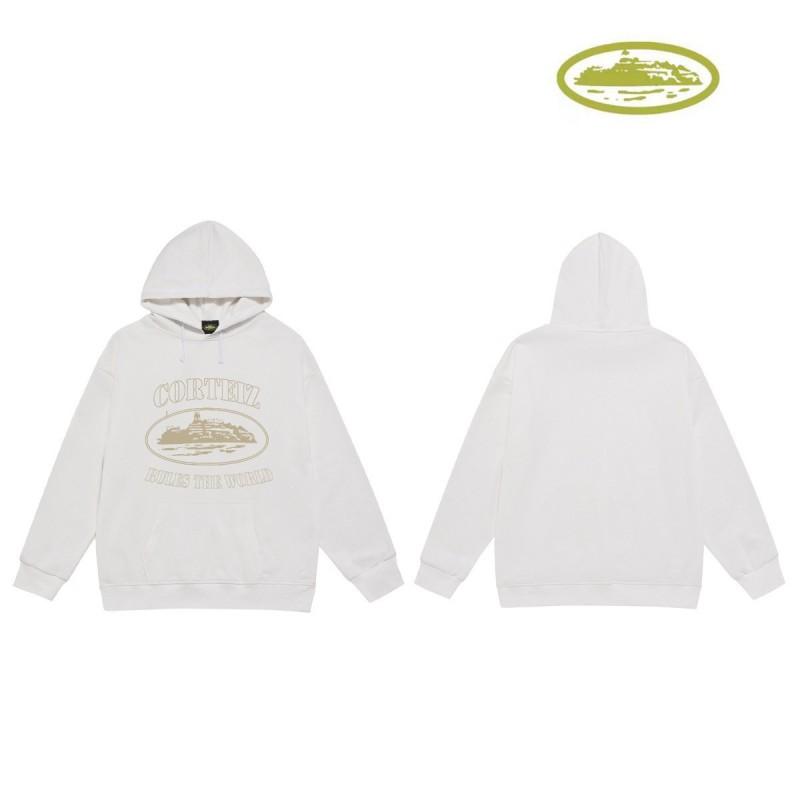 CORT Alcatraz Distressed Hoodie Men Streetwear Loose Fit Couple Sweatshirt Winter