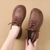 Loafers Women's Spring and Autumn New Soft-soled Middle-aged Mother Pumps Flat-soled Lace-up Work Casual Leather Shoes Women
