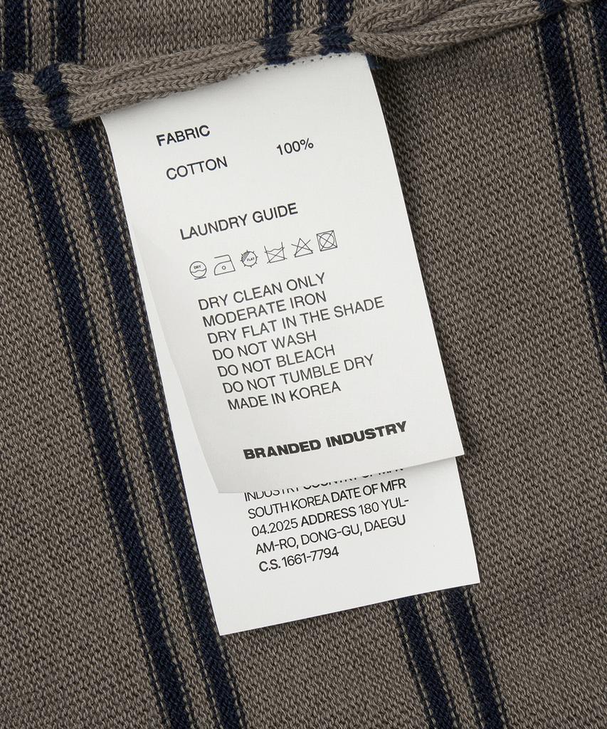 Beulaendideu Hard Twist Easy Polo Knit [Taupe Gray Stripe]