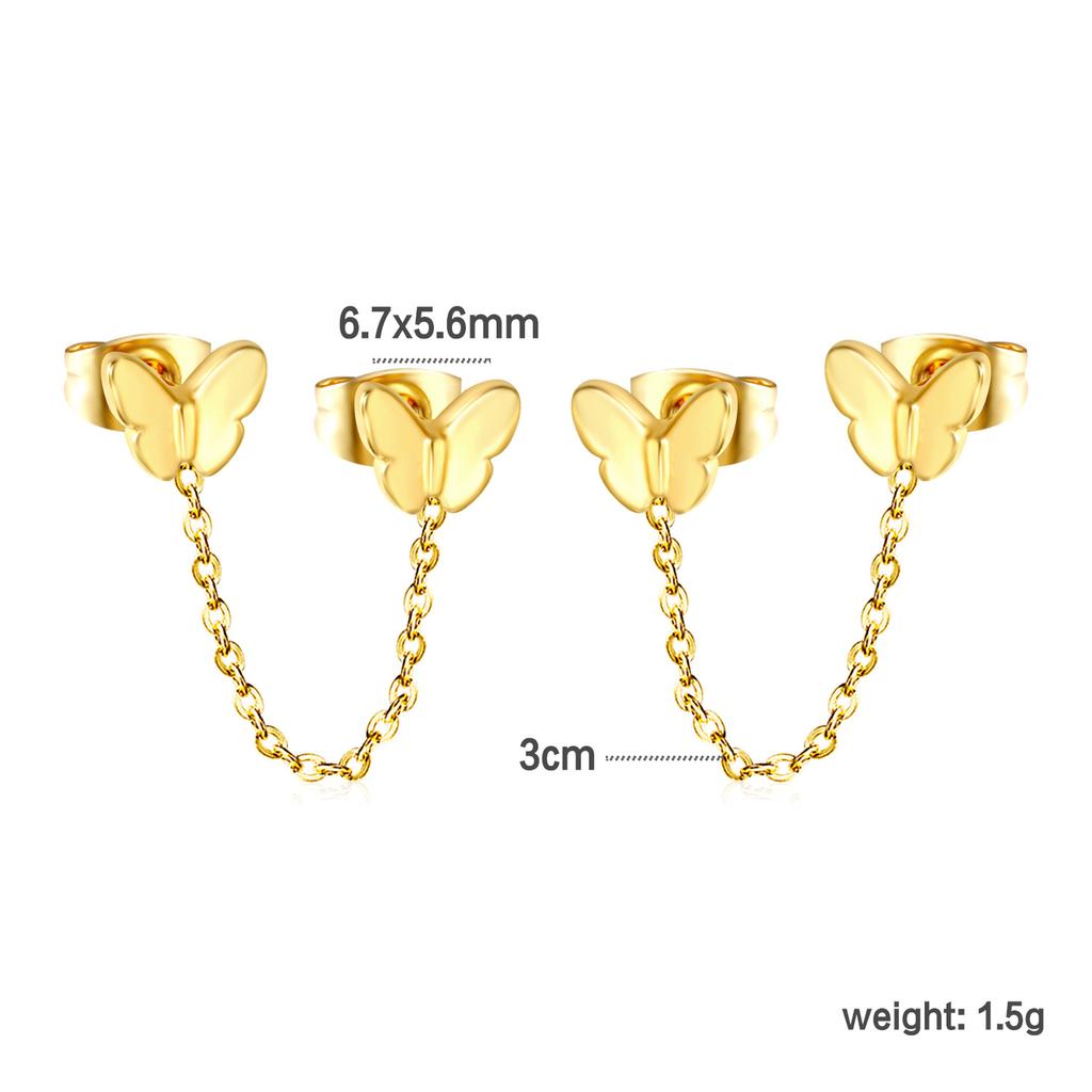 Personalized Long Heart Drip Oil Screw Ear Bone Studs Double Ear Piercing Earrings for Women