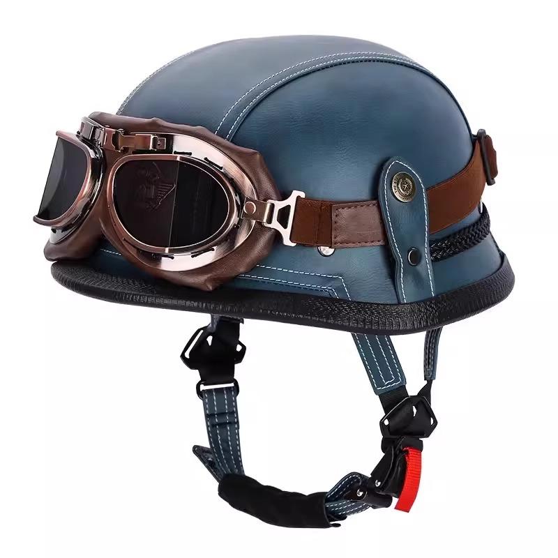 VGV Vintage Half Helmet Motorcycle Helmets Summer Cool Protective Glasses Man Women Boy Girl Light Cute Sunburn Protection