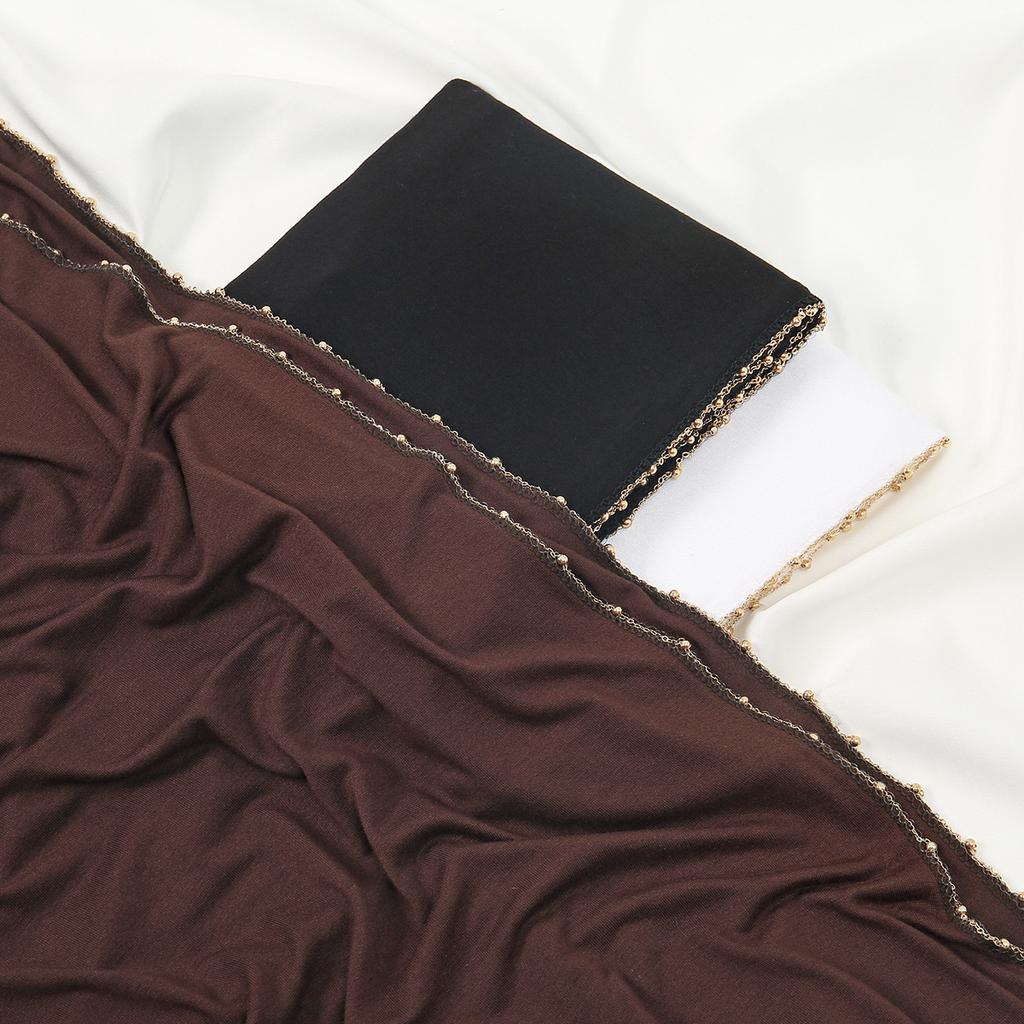 Fashion Chain Modal Jersey Hijab Scarf For Women Muslim Hijab Stretch Shawl Plain Muslim Headband Solid Color Long Muffler