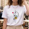 Women's Summer Casual T Shirt with Abstract Pattern Print Fashion Crew Neck Short Sleeve T-shirt 90s Graphic Tshirt Clothes Girl
