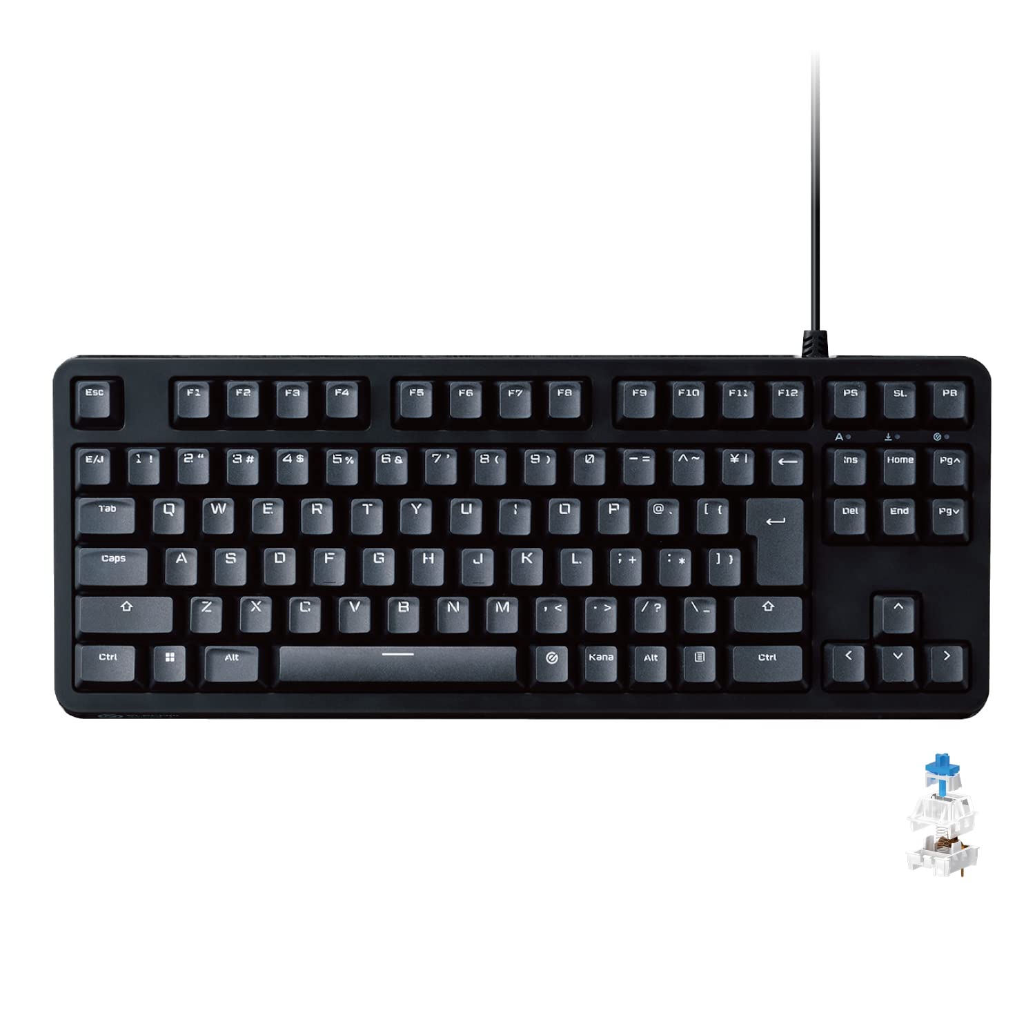 

ELECOM Wired Mechanical Gaming Keyboard 50 Full Key Blue Japanese Black TK-GK20CBK, Million-Click High-Durability Switches, Rollover, Clicky, чорний