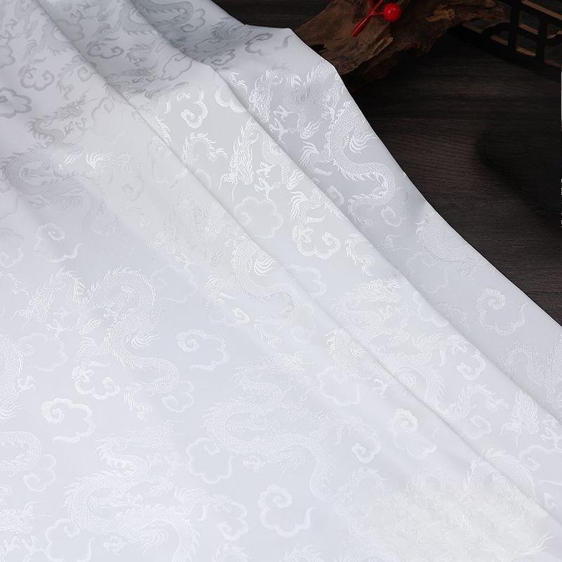 High-end dragon-patterned jacquard satin fabric suitable for wedding dresses formal gowns and designer clothing fabrics