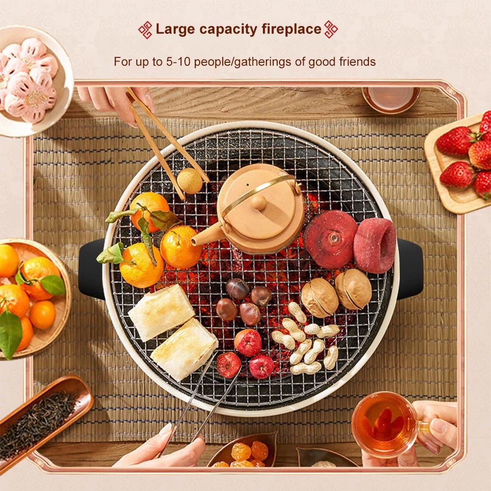 1Set Round Barbecue Stove Portable Charcoal Fire Stove Multifunctional Versatile Charcoal Oven for Outdoor Camping Picnic Travel